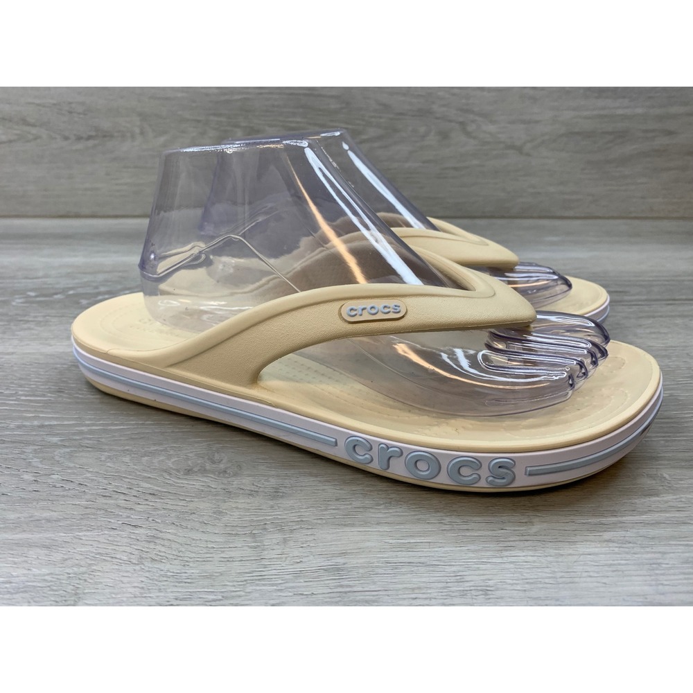 Crocs Bayaband Flip Flops Yellow Sandals Women's 9 Casual Comfort Shoes